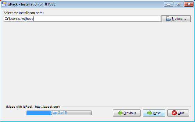 Screenshot of the JHOVE installer stage two on Windows