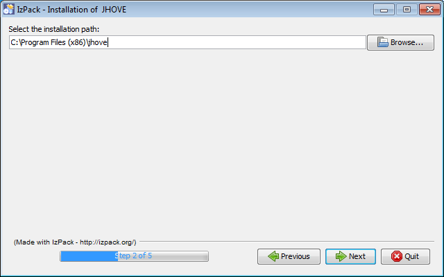 Screenshot of the JHOVE installer stage two on Windows